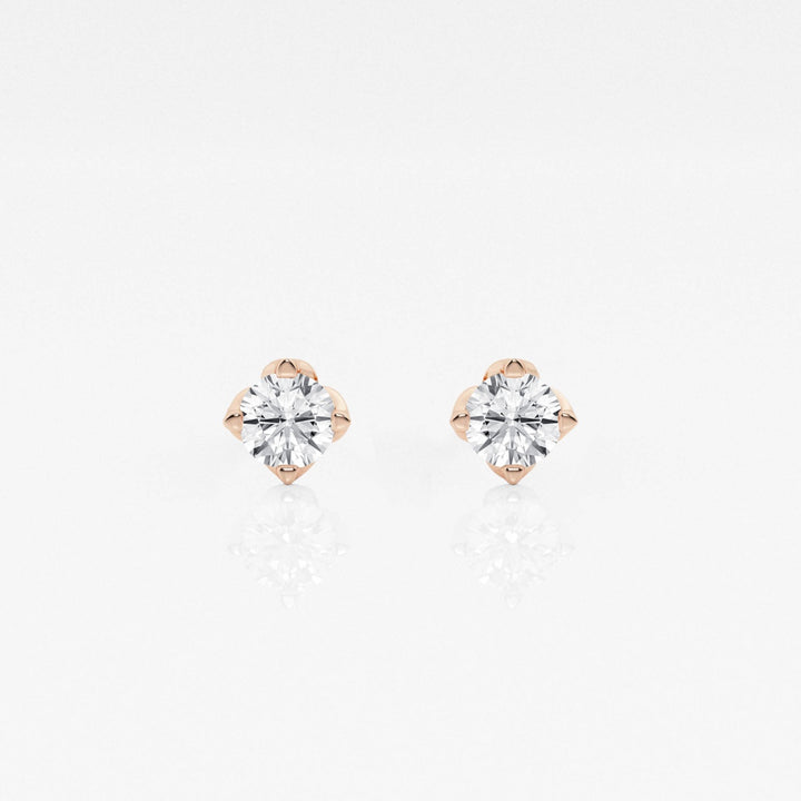 Round FG-VS2 Lab-Grown Diamond Floral Prongs Stud Earrings