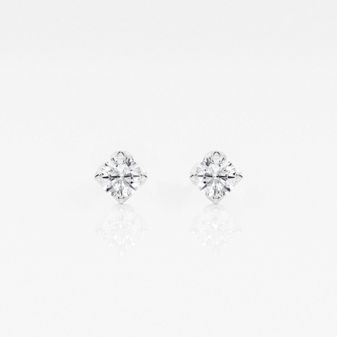 Round FG-VS2 Lab-Grown Diamond Floral Prongs Stud Earrings