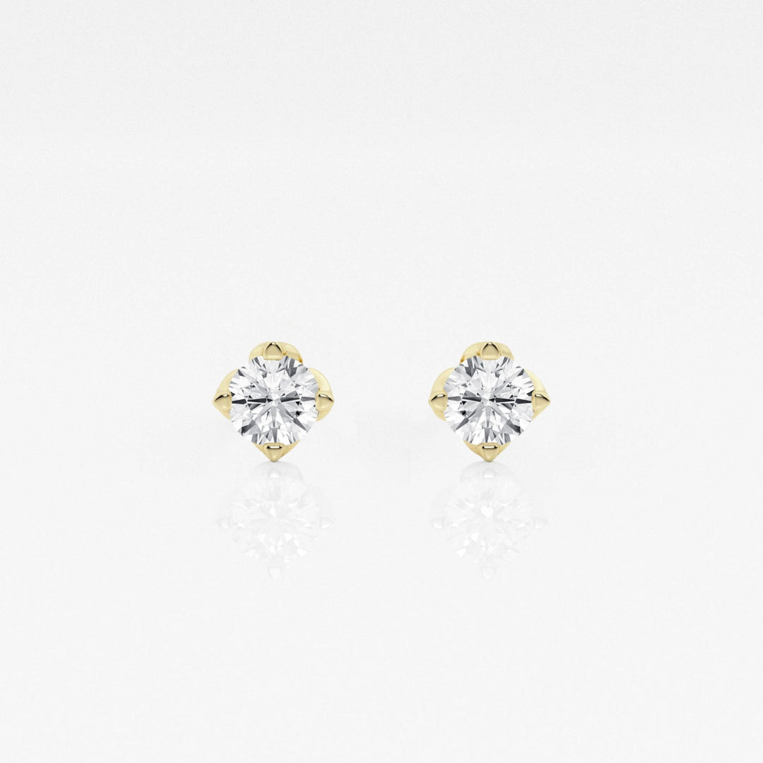 Round FG-VS2 Lab-Grown Diamond Floral Prongs Stud Earrings
