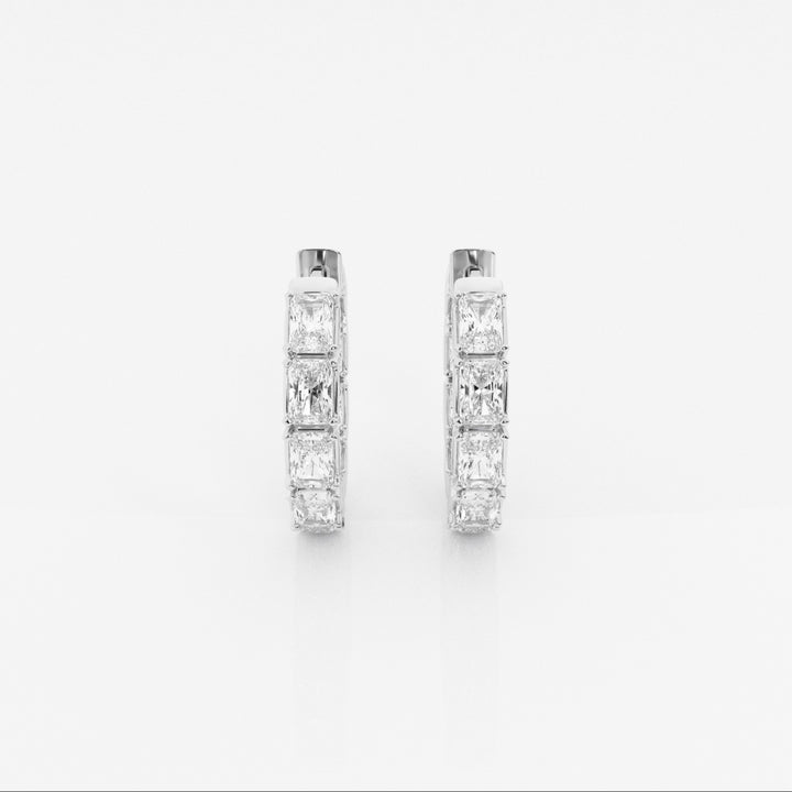 Emerald Cut FG-VS2 Lab-Grown Diamond Hoops Earrings