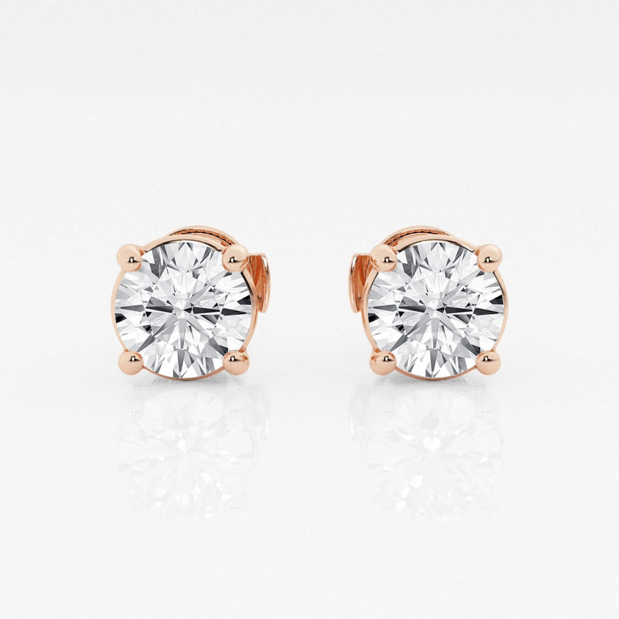 Round FG-VS2 Lab-Grown Diamond Stud Earrings For Women