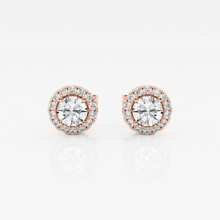 Round FG-VS2 Lab-Grown Diamond Halo Set Stud Earrings