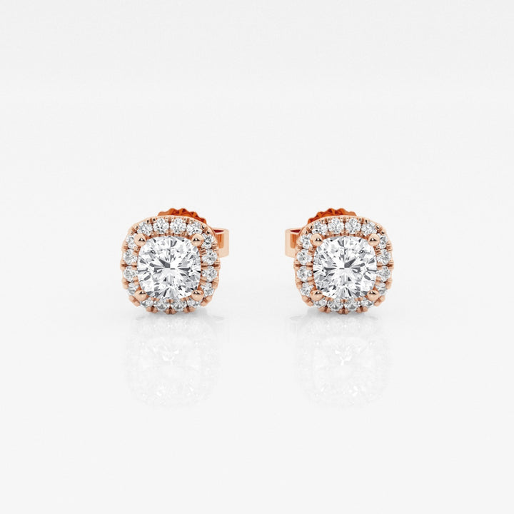 Round FG-VS2 Lab-Grown Diamond Halo Stud Earrings For Women