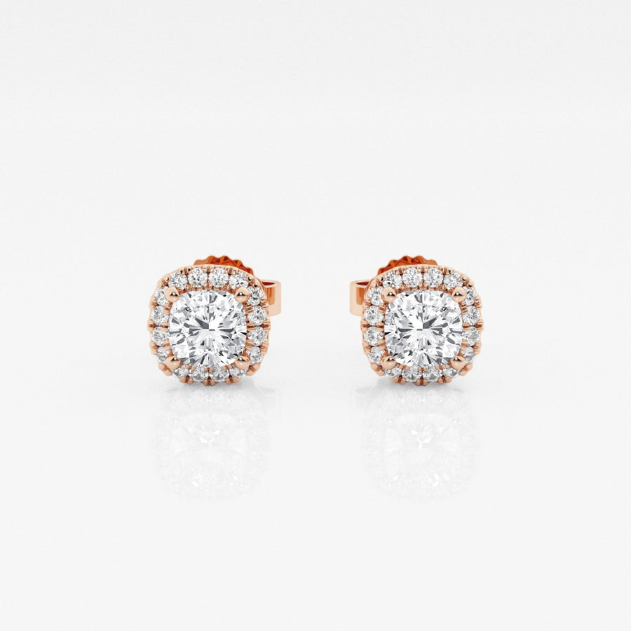 Round FG-VS2 Lab-Grown Diamond Halo Stud Earrings For Women