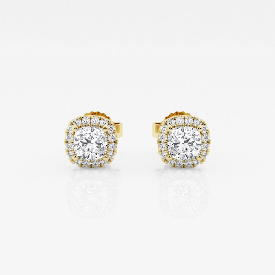 Round FG-VS2 Lab-Grown Diamond Halo Stud Earrings For Women
