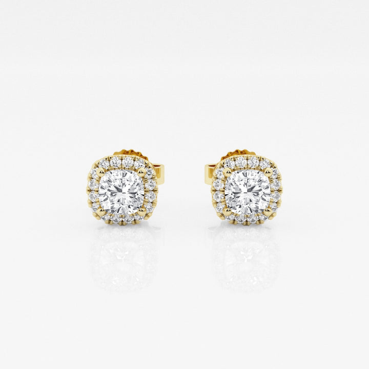 Round FG-VS2 Lab-Grown Diamond Halo Stud Earrings For Women