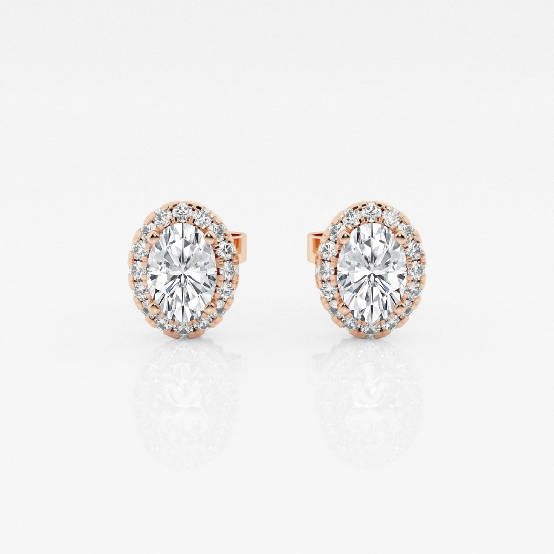 Oval FG-VS2 Lab-Grown Diamond Halo Stud Earrings