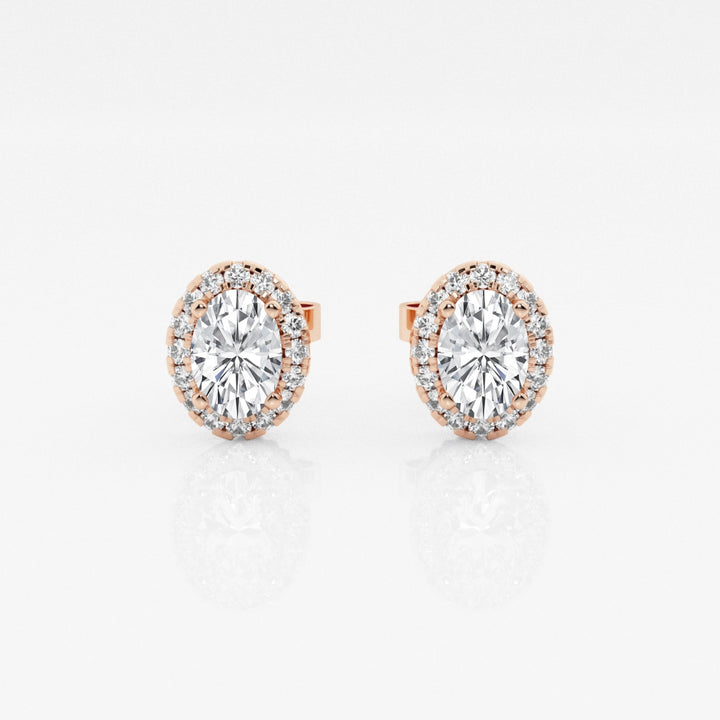 Oval FG-VS2 Lab-Grown Diamond Halo Stud Earrings