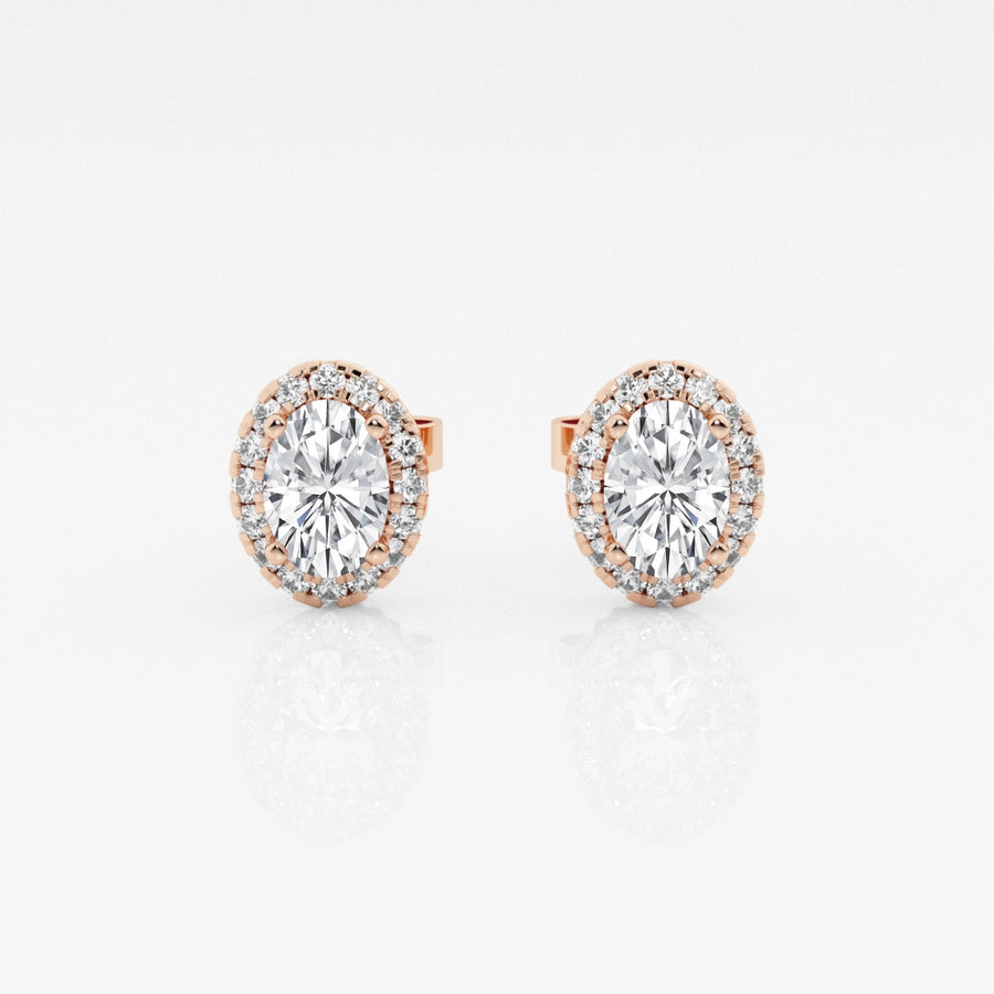 Oval FG-VS2 Lab-Grown Diamond Halo Stud Earrings