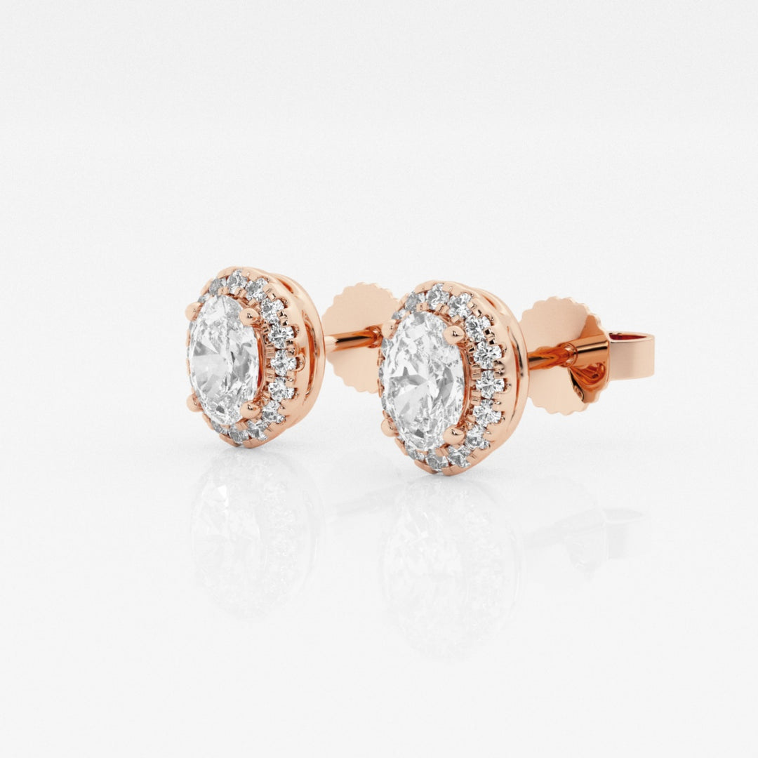 Oval FG-VS2 Lab-Grown Diamond Halo Stud Earrings