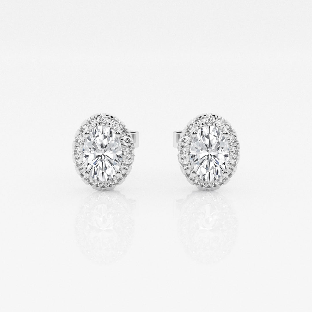 Oval FG-VS2 Lab-Grown Diamond Halo Stud Earrings