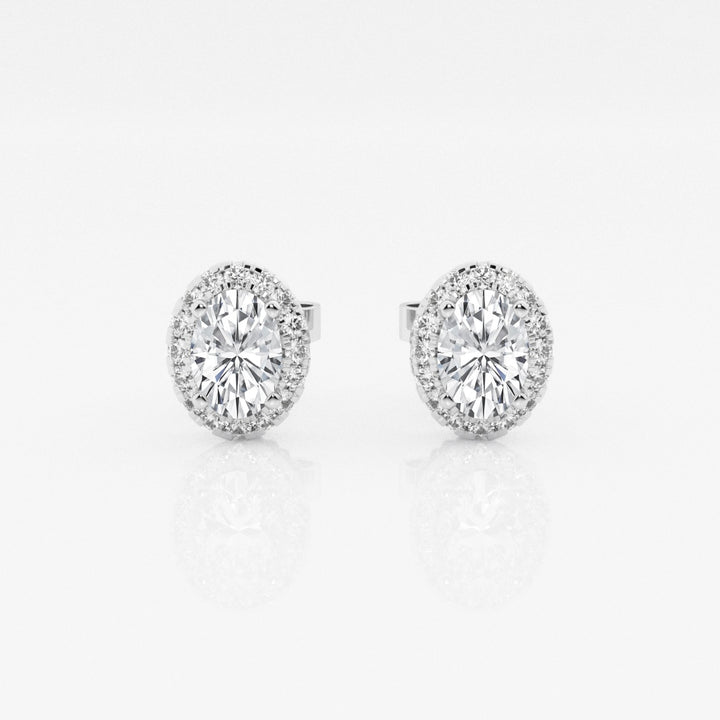 Oval FG-VS2 Lab-Grown Diamond Halo Stud Earrings
