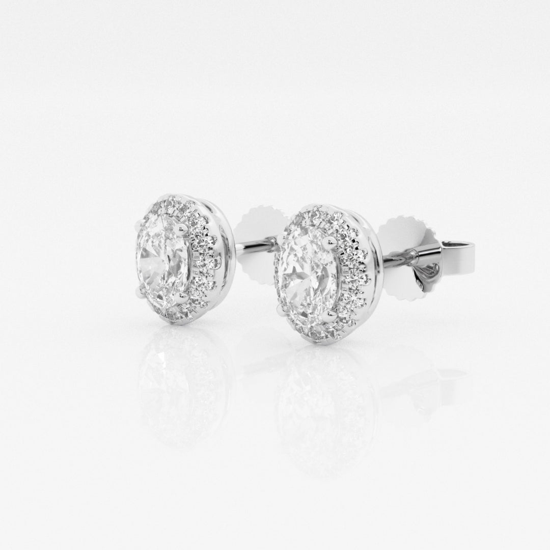 Oval FG-VS2 Lab-Grown Diamond Halo Stud Earrings