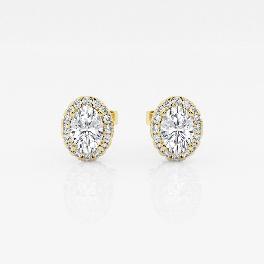 Oval FG-VS2 Lab-Grown Diamond Halo Stud Earrings