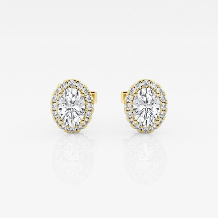 Oval FG-VS2 Lab-Grown Diamond Halo Stud Earrings