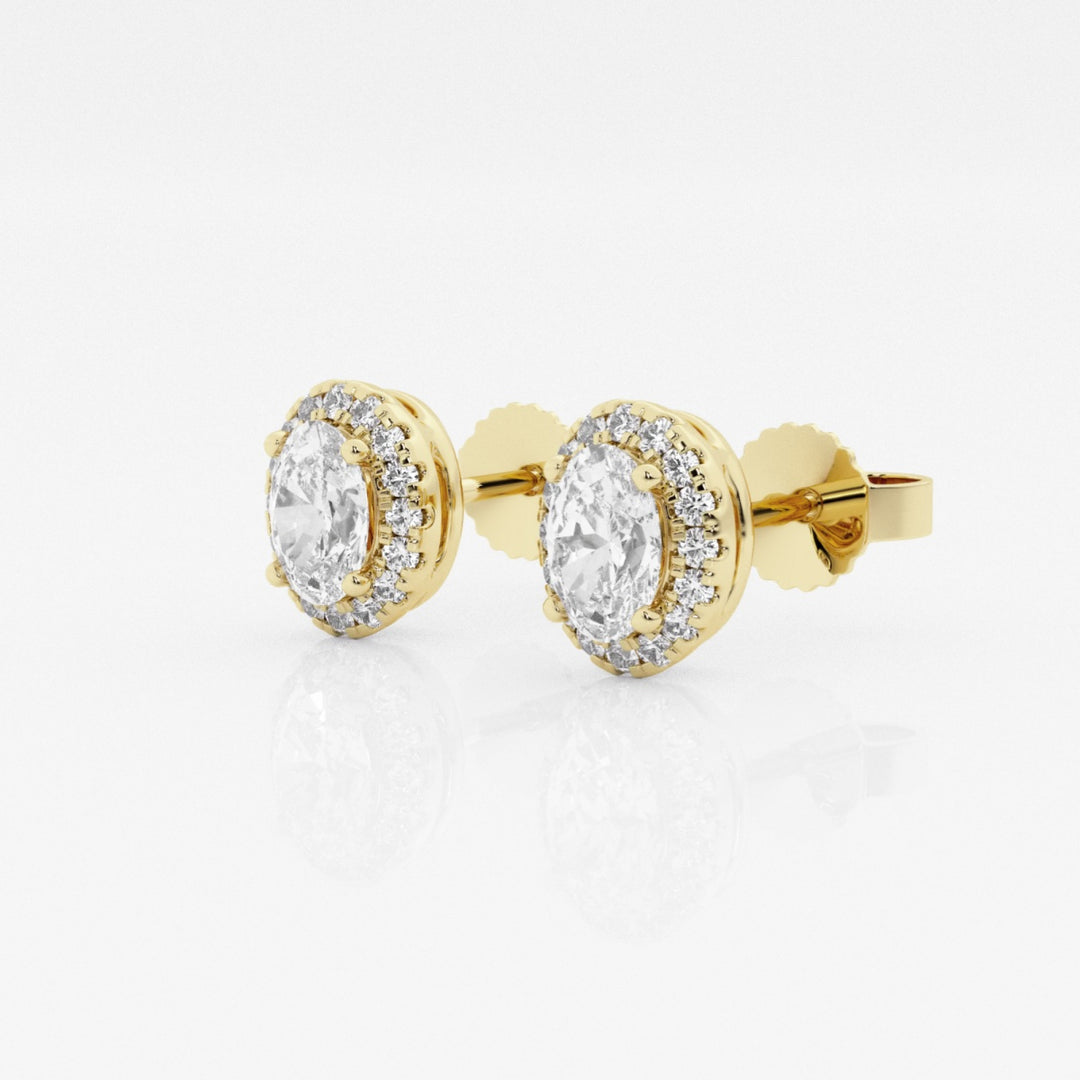 Oval FG-VS2 Lab-Grown Diamond Halo Stud Earrings