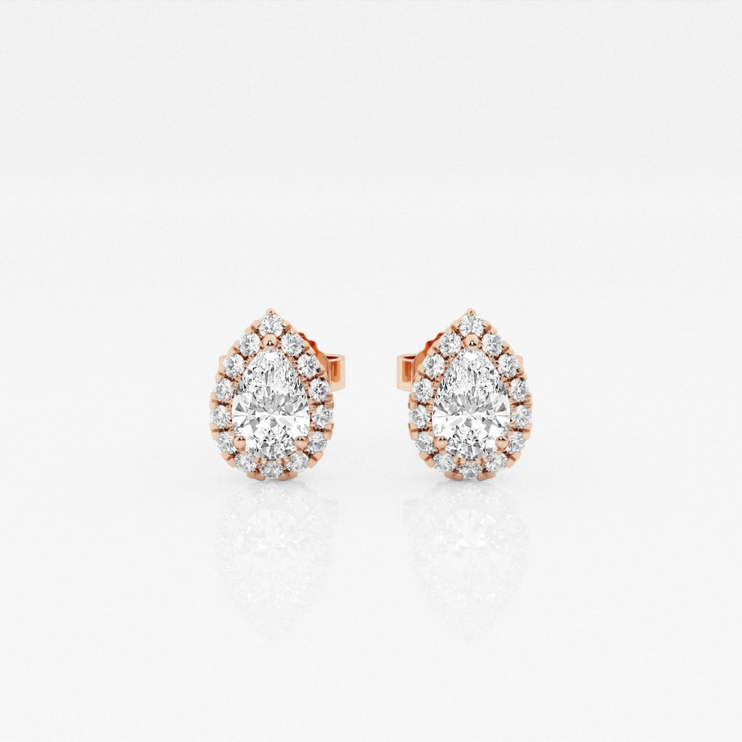 Pear FG-VS2 Lab-Grown Diamond Halo Set Stud Earrings