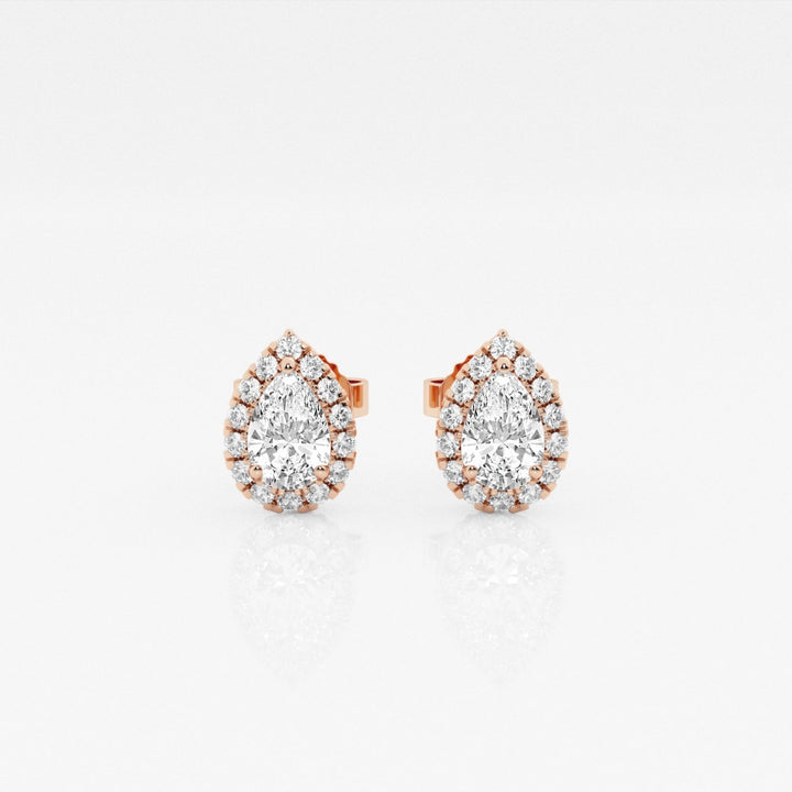 Pear FG-VS2 Lab-Grown Diamond Halo Set Stud Earrings
