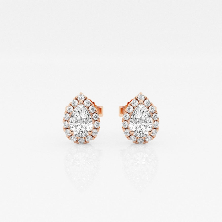 Pear FG-VS2 Lab-Grown Diamond Halo Set Stud Earrings