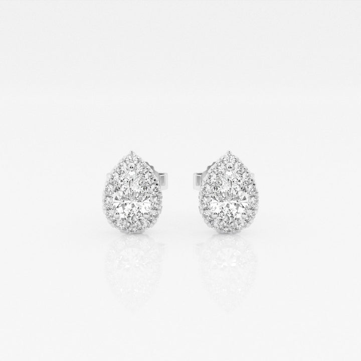 Pear FG-VS2 Lab-Grown Diamond Halo Set Stud Earrings