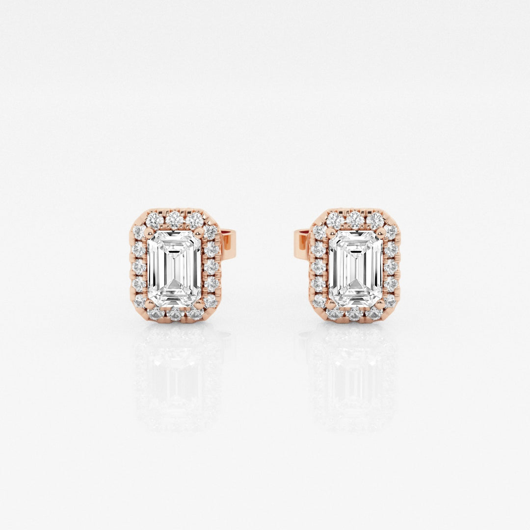 Emerald FG-VS2 Lab-Grown Diamond Halo Stud Earrings For Women