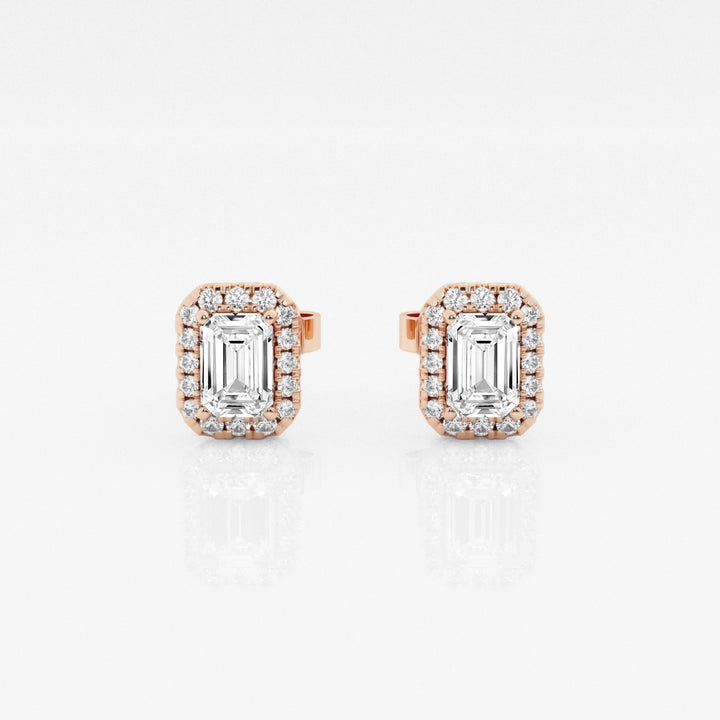 Emerald FG-VS2 Lab-Grown Diamond Halo Stud Earrings For Women