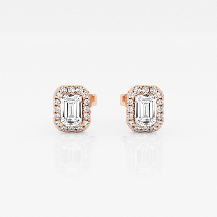 Emerald FG-VS2 Lab-Grown Diamond Halo Stud Earrings For Women