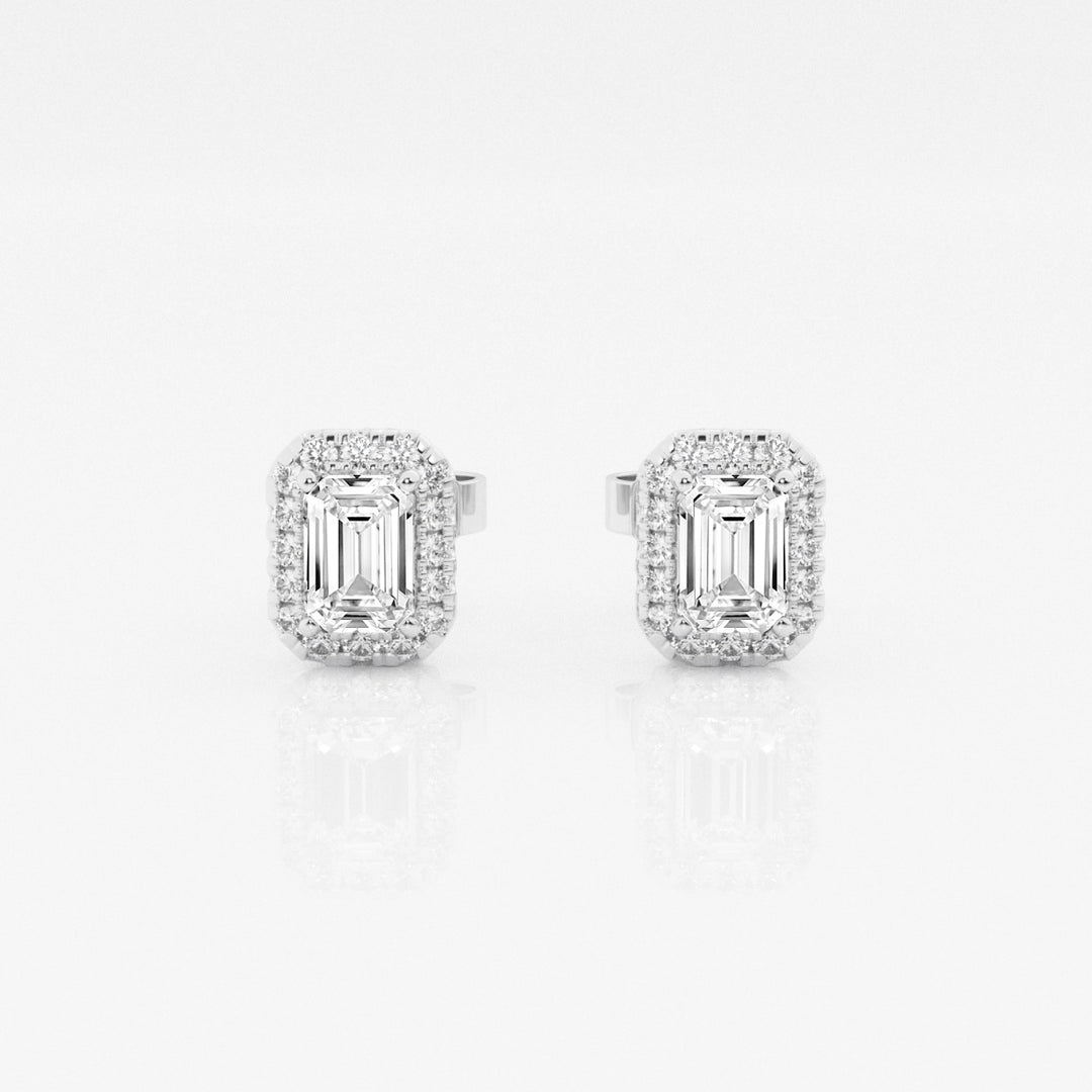 Emerald FG-VS2 Lab-Grown Diamond Halo Stud Earrings For Women