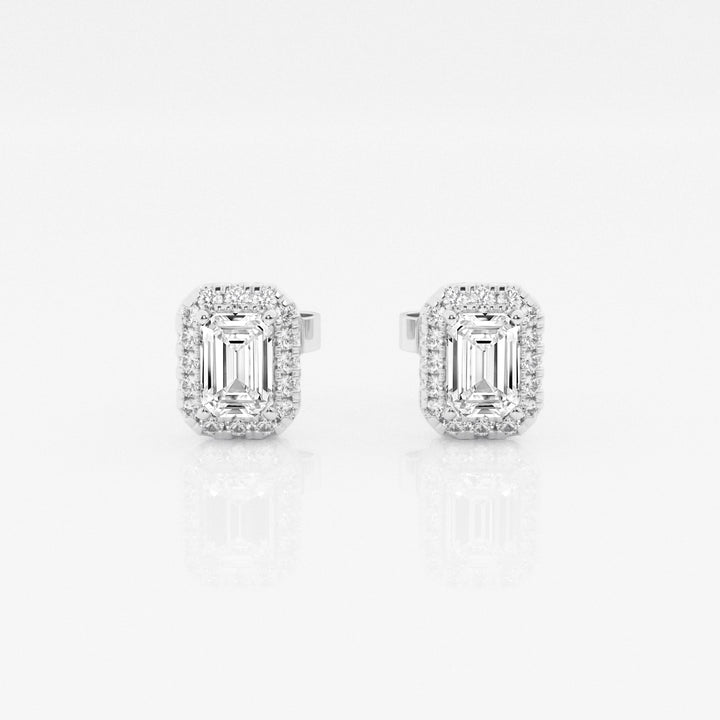 Emerald FG-VS2 Lab-Grown Diamond Halo Stud Earrings For Women