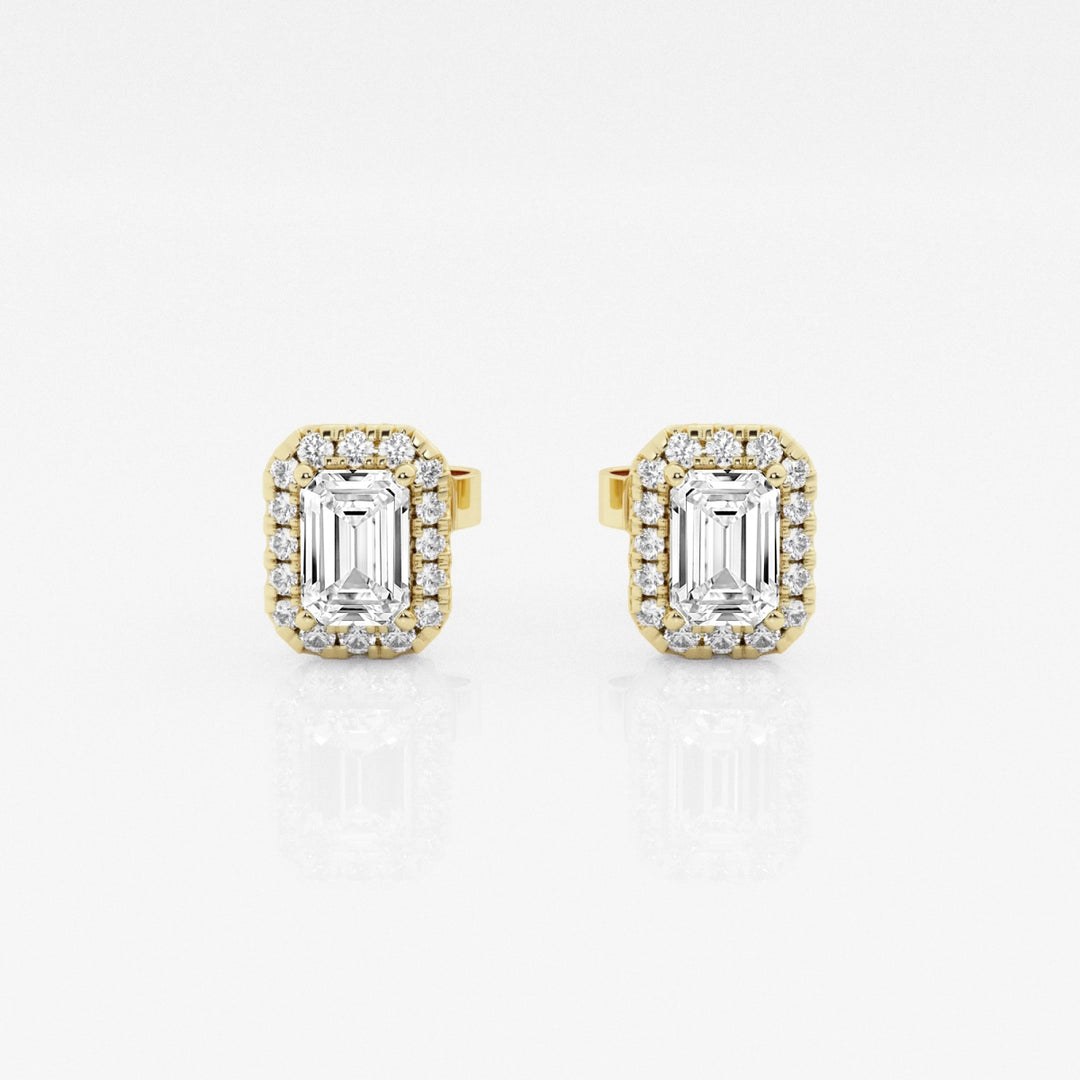Emerald FG-VS2 Lab-Grown Diamond Halo Stud Earrings For Women