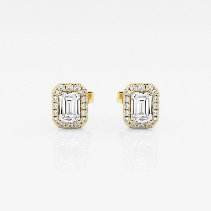 Emerald FG-VS2 Lab-Grown Diamond Halo Stud Earrings For Women