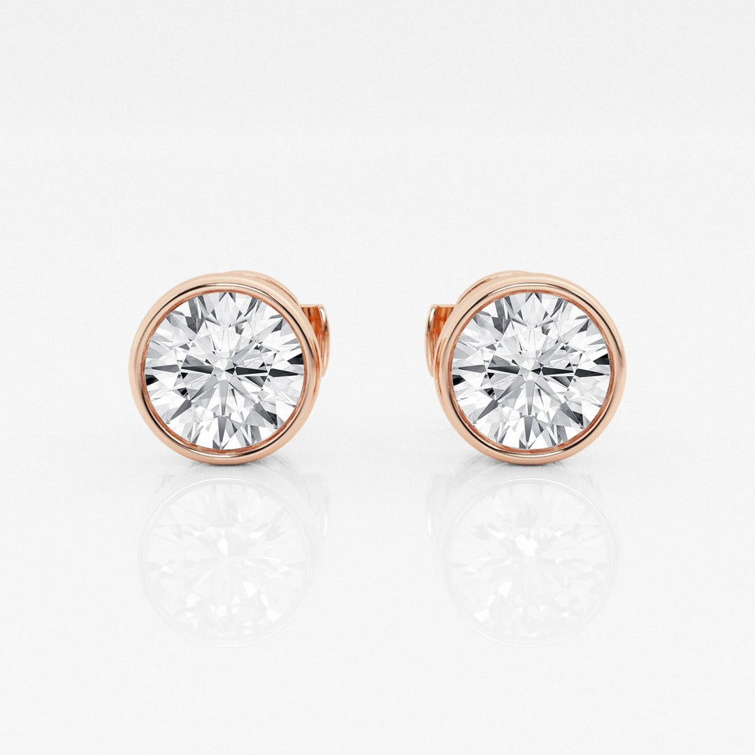 Round FG-VS2 Lab-Grown Diamond Bezel Set Stud Earrings