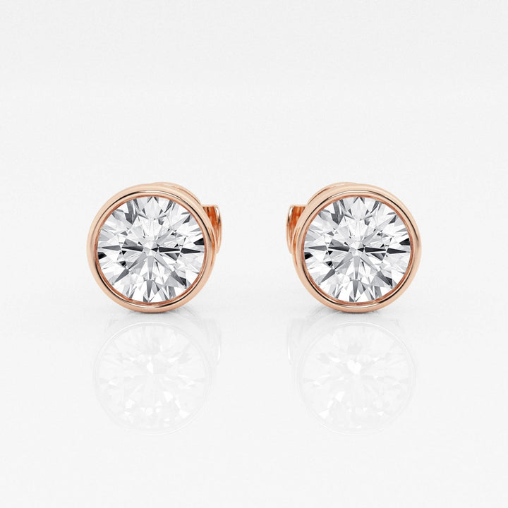 Round FG-VS2 Lab-Grown Diamond Bezel Set Stud Earrings