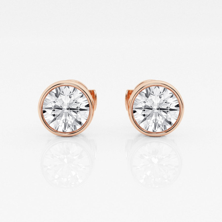 Round FG-VS2 Lab-Grown Diamond Bezel Set Stud Earrings