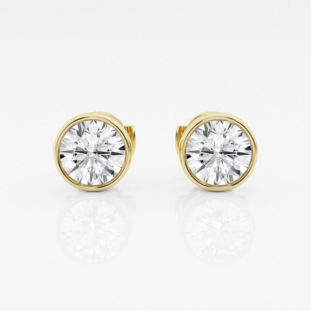Round FG-VS2 Lab-Grown Diamond Bezel Set Stud Earrings