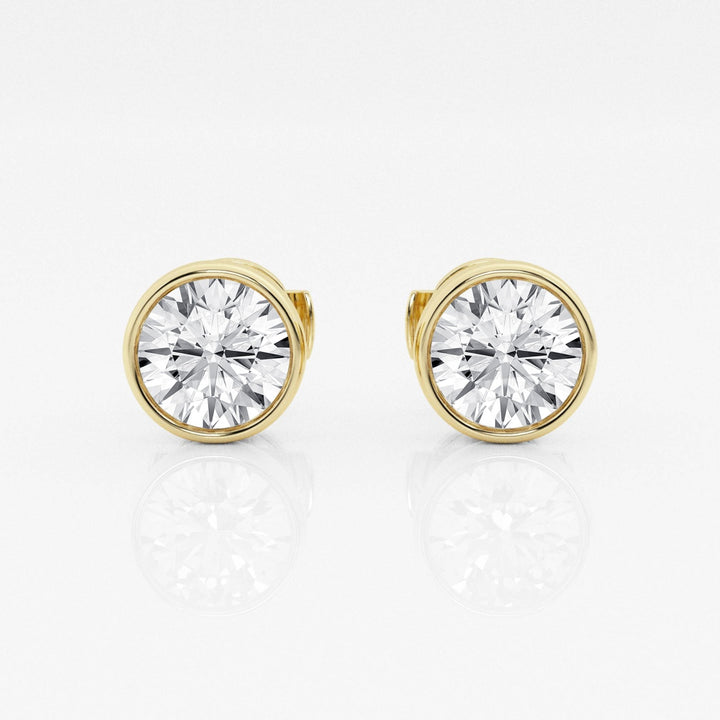 Round FG-VS2 Lab-Grown Diamond Bezel Set Stud Earrings
