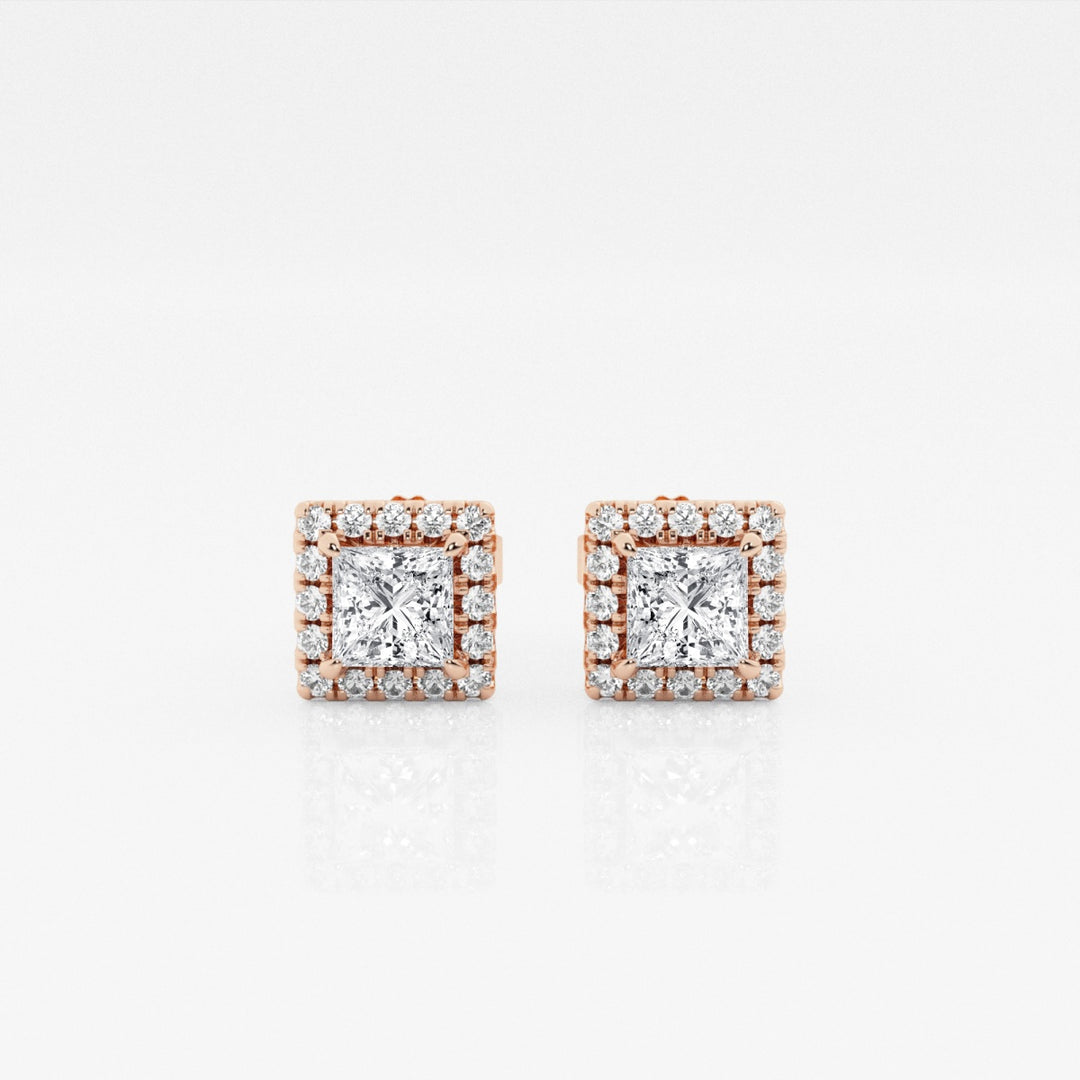 Princess FG-VS2 Lab-Grown Diamond Halo Set Stud Earrings