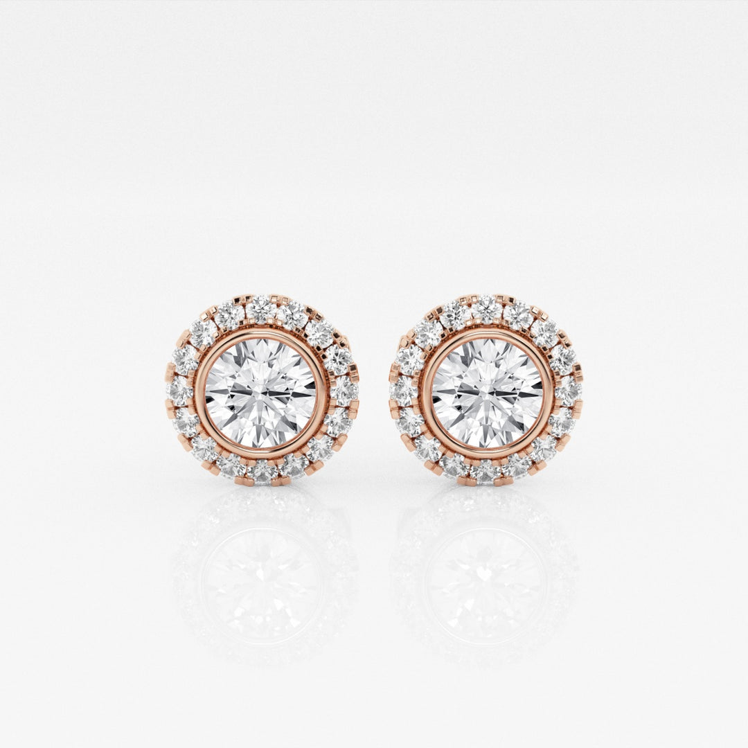 Round Cut FG-VS2 Lab-Grown Diamond Halo Set Stud Earrings