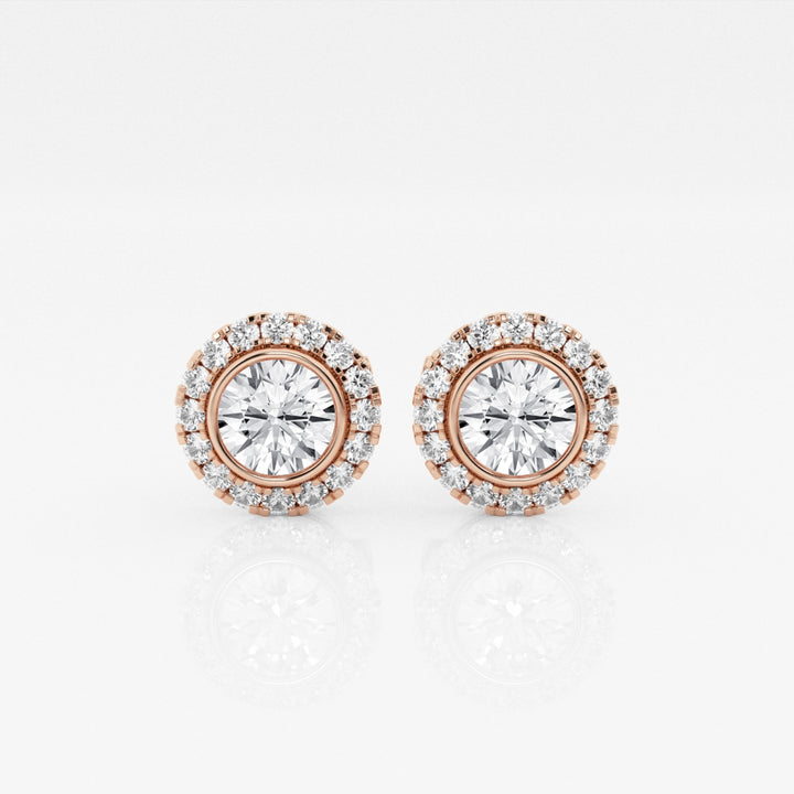 Round Cut FG-VS2 Lab-Grown Diamond Halo Set Stud Earrings