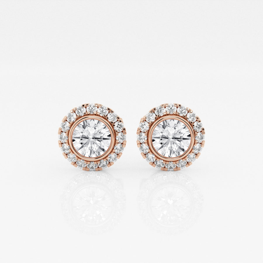 Round Cut FG-VS2 Lab-Grown Diamond Halo Set Stud Earrings