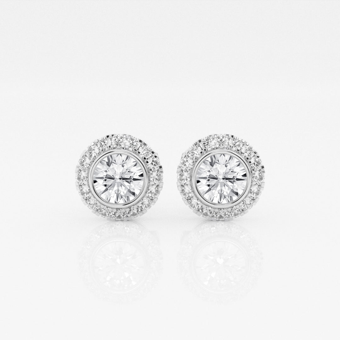 Round Cut FG-VS2 Lab-Grown Diamond Halo Set Stud Earrings