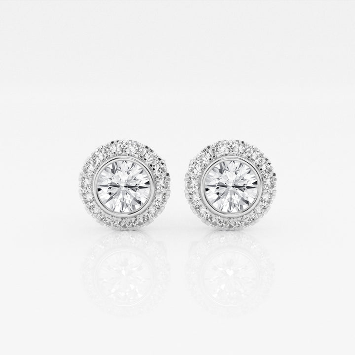 Round Cut FG-VS2 Lab-Grown Diamond Halo Set Stud Earrings
