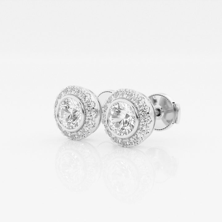 Round Cut FG-VS2 Lab-Grown Diamond Halo Set Stud Earrings