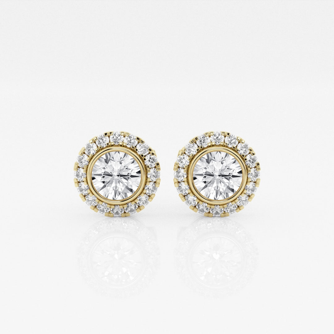 Round Cut FG-VS2 Lab-Grown Diamond Halo Set Stud Earrings