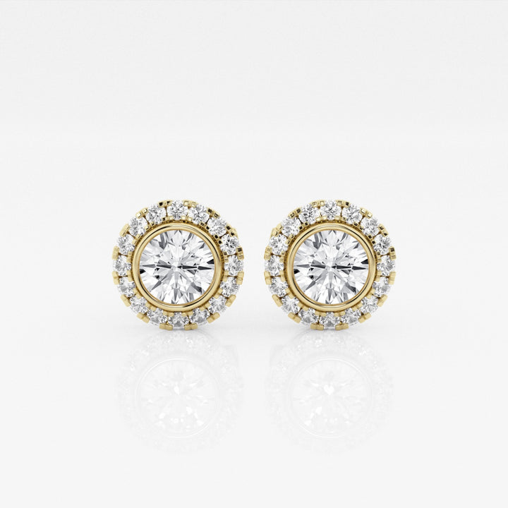 Round Cut FG-VS2 Lab-Grown Diamond Halo Set Stud Earrings