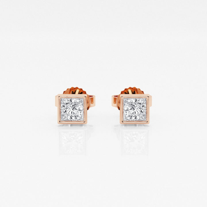 Princess FG-VS2 Lab-Grown Diamond Bezel Set Stud Earrings