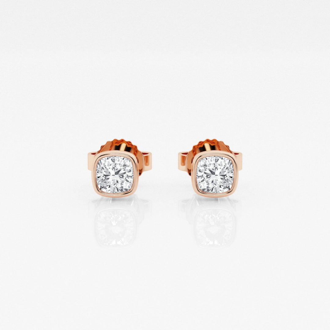 Cushion FG-VS2 Lab-Grown Diamond Bezel Set Stud Earrings