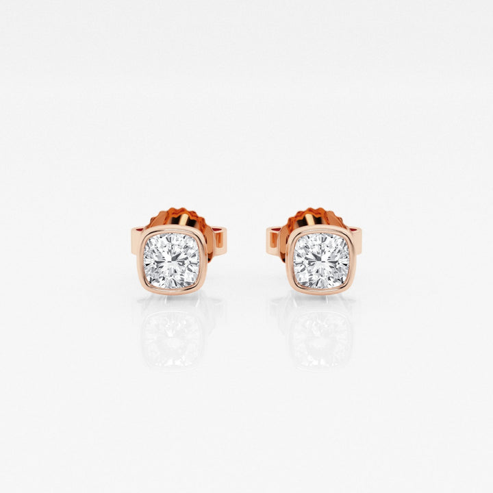 Cushion FG-VS2 Lab-Grown Diamond Bezel Set Stud Earrings