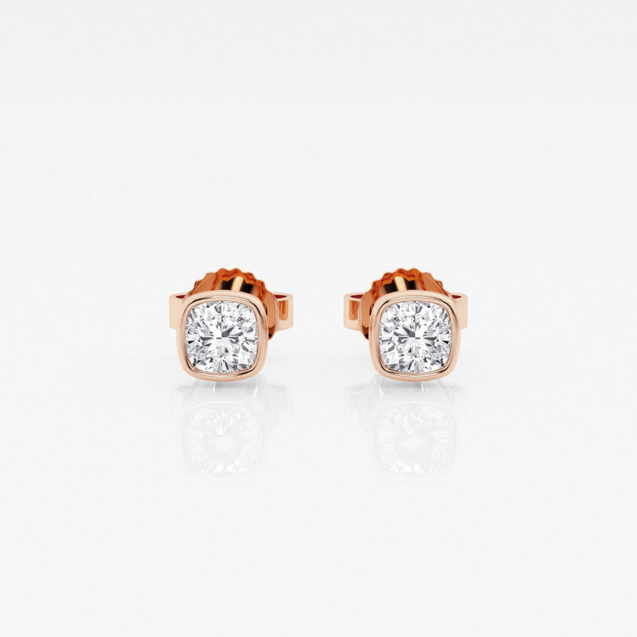Cushion FG-VS2 Lab-Grown Diamond Bezel Set Stud Earrings