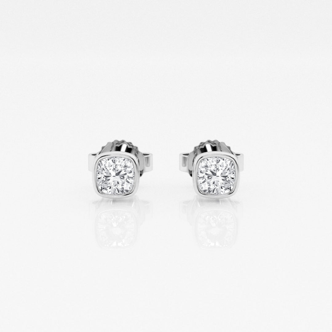 Cushion FG-VS2 Lab-Grown Diamond Bezel Set Stud Earrings